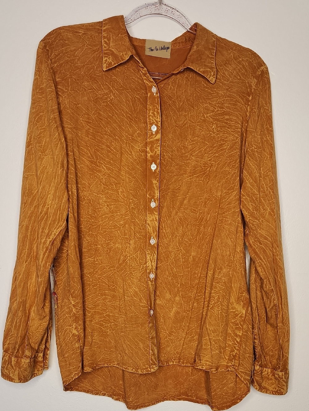 Nu Vintage Flowy Boho Hippie Button Oversized Shirt 'LOVE' Peace Patch Size XL - Picture 3 of 7